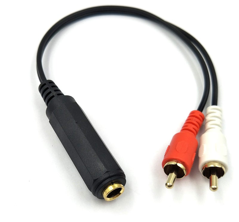 Poyiccot RCA to 1/4 Adapter Cable, 6.35mm 1/4 inch TRS Stereo Jack Female to 2 RCA Male Plug Y Splitter Adapter Cable for Subwoofer, Amplifier, Audio/Video Receiver. 25cm/10inch - Image 1